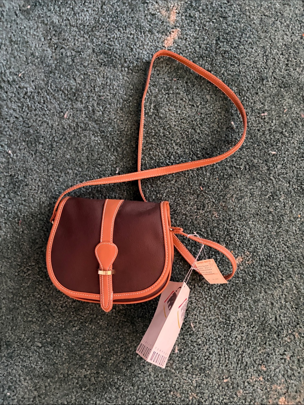 VINTAGE MONIQUE SADDLE CROSSBODY BAG ORIGINAL TAGS + JORDAN MARSH TAG RARE FIND